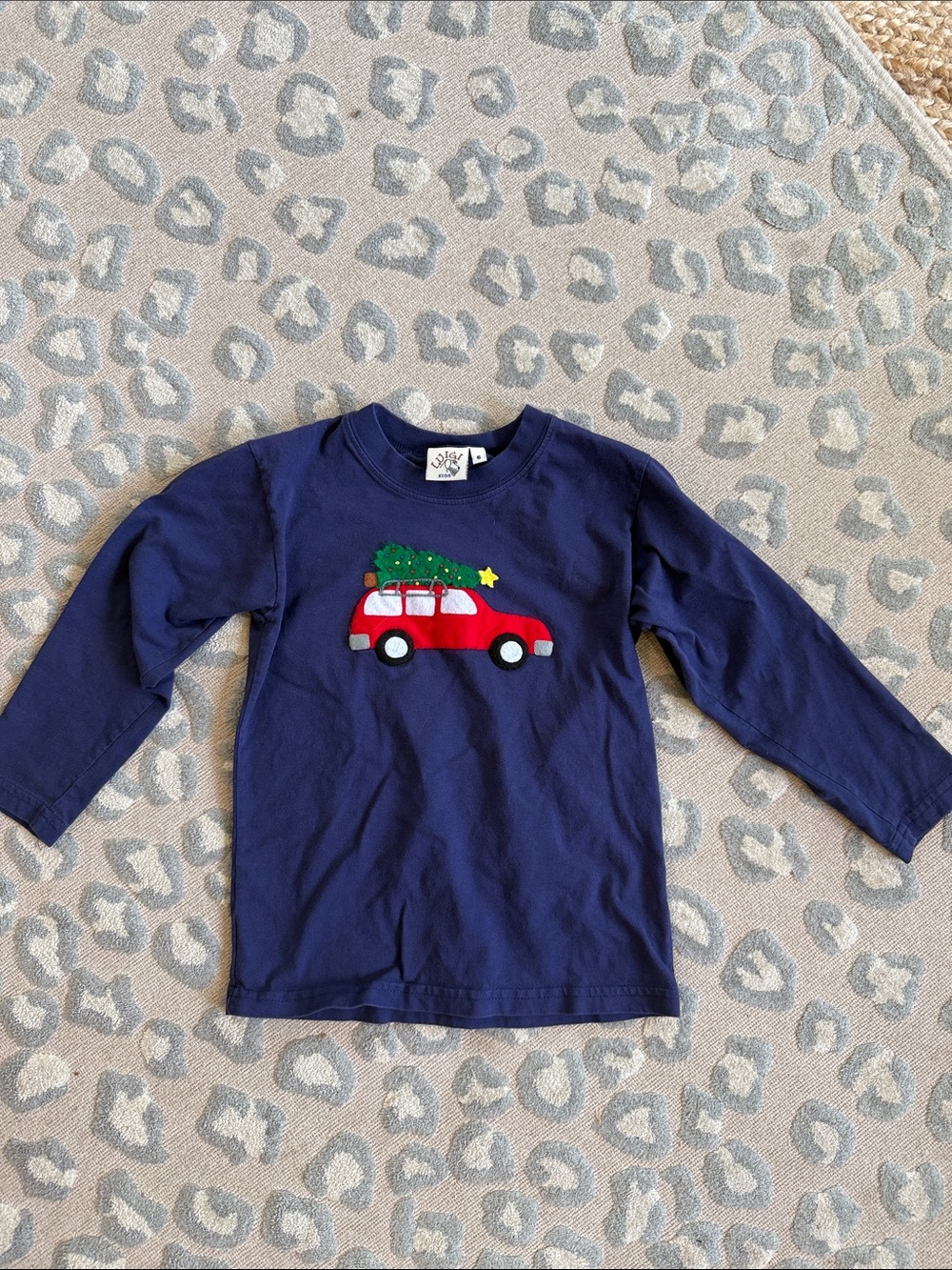Luigi Kids Navy Tee with Red Car & Green Tree Applique